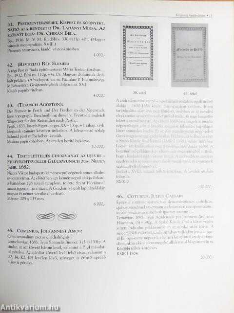 A Központi Antikvárium 101. aukciója