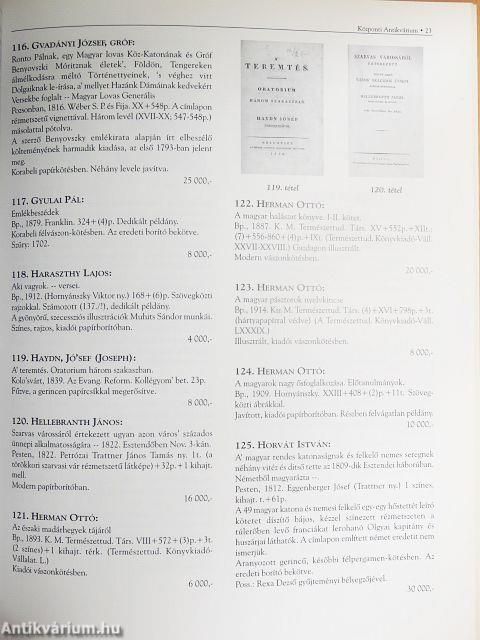 A Központi Antikvárium 101. aukciója