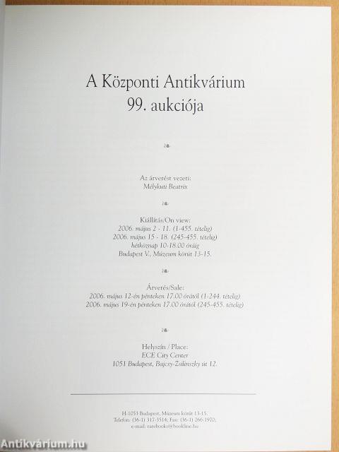 A Központi Antikvárium 99. aukciója