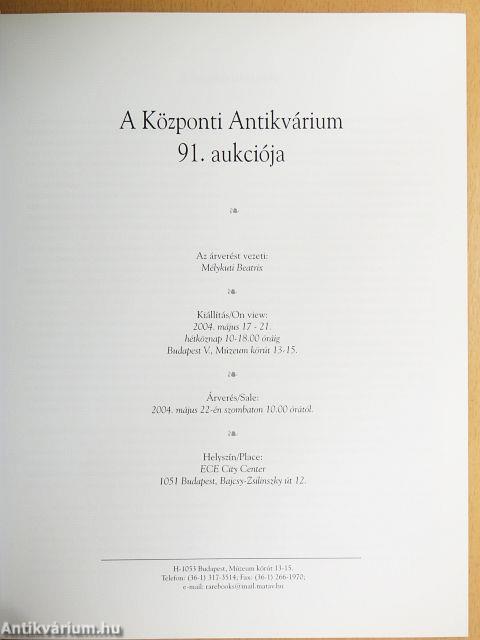 A Központi Antikvárium 91. aukciója