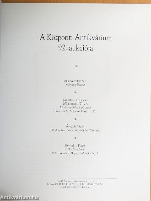 A Központi Antikvárium 92. aukciója