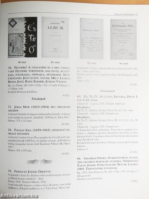 A Központi Antikvárium 89. aukciója