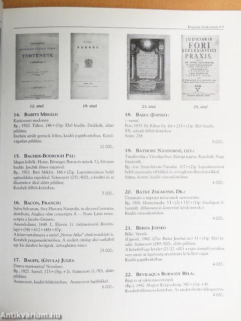 A Központi Antikvárium 89. aukciója