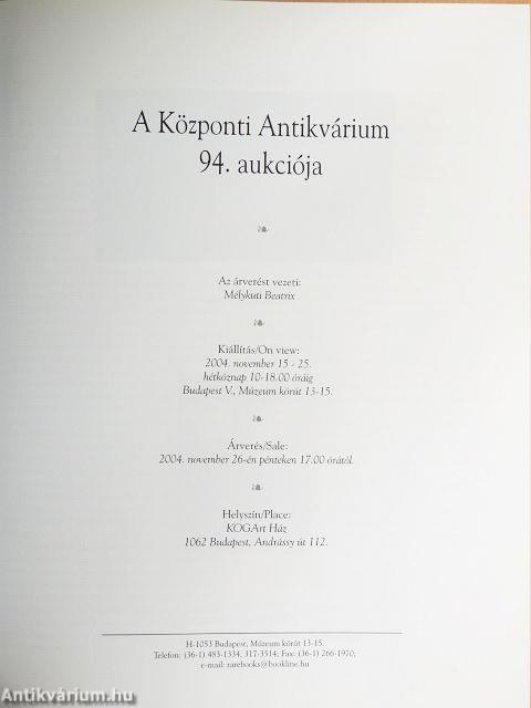 A Központi Antikvárium 94. aukciója