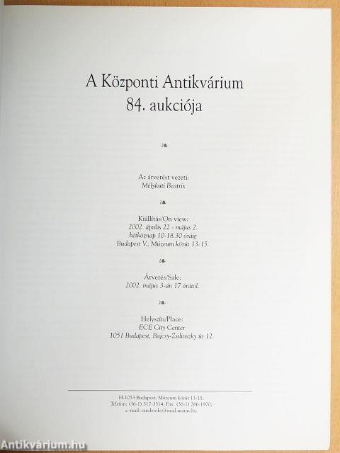 A Központi Antikvárium 84. aukciója