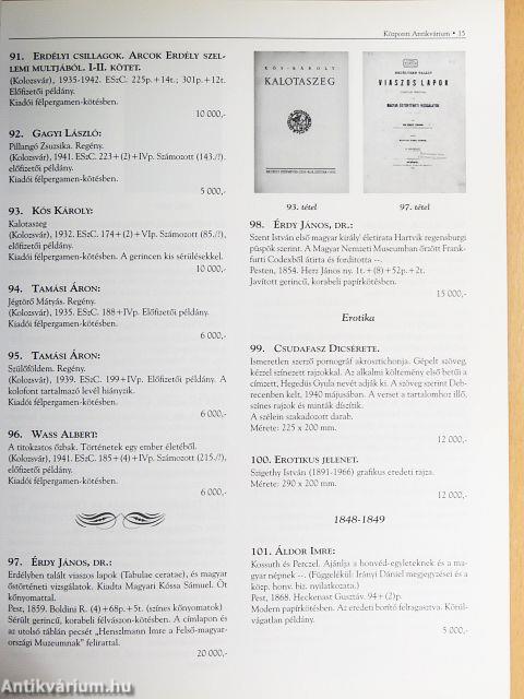 A Központi Antikvárium 124. aukciója