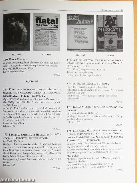 A Központi Antikvárium 124. aukciója