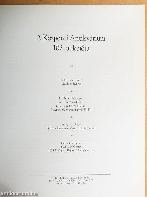 A Központi Antikvárium 102. aukciója