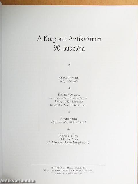 A Központi Antikvárium 90. aukciója