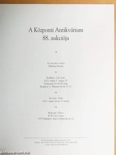 A Központi Antikvárium 88. aukciója