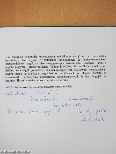 Bicske sava-borsa (dedikált példány)