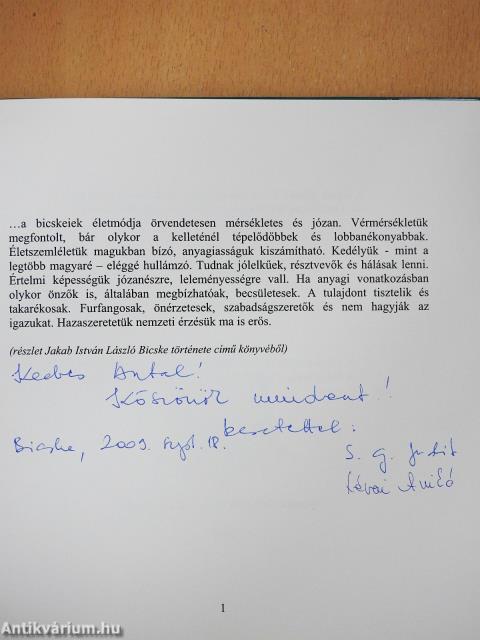 Bicske sava-borsa (dedikált példány)