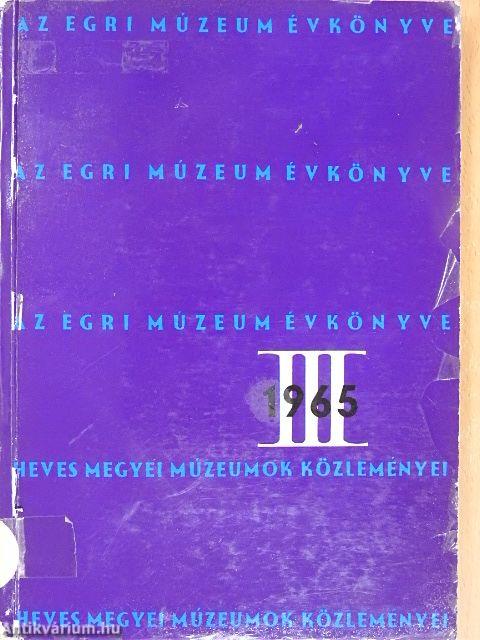 Az Egri Múzeum Évkönyve III.