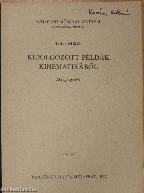 Kidolgozott példák kinematikából