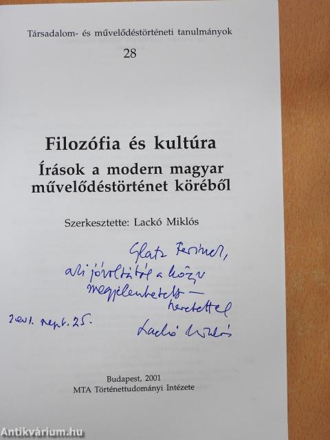 Filozófia és kultúra (dedikált példány)