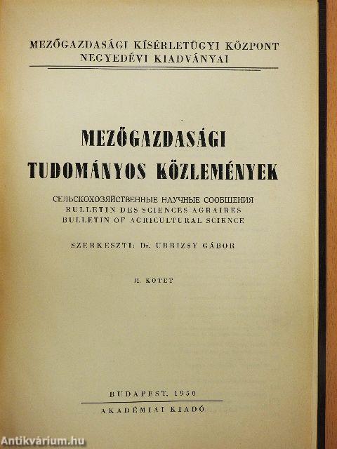 Mezőgazdasági Tudományos Közlemények II. 