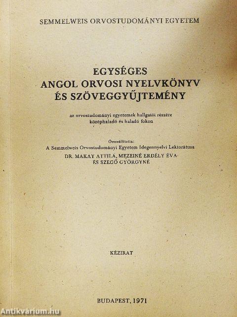 Egységes angol orvosi nyelvkönyv és szöveggyűjtemény