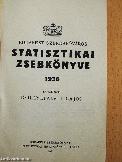 Budapest Székesfőváros Statisztikai Zsebkönyve 1936.