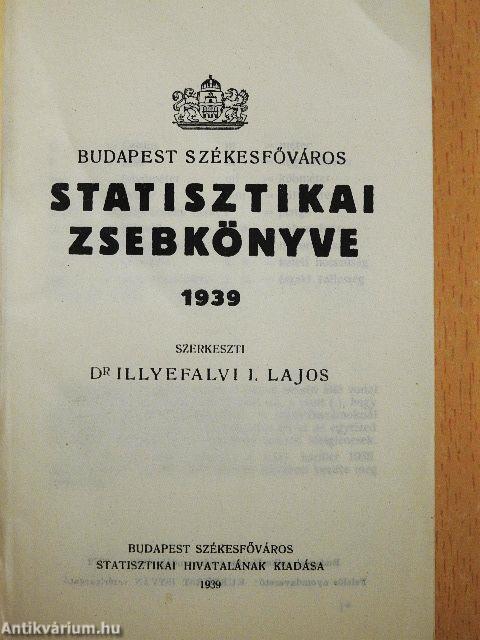 Budapest Székesfőváros Statisztikai Zsebkönyve 1939