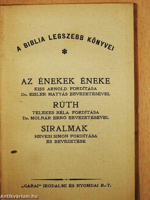 Az Énekek Éneke/Rúth/Siralmak/Jób I-II./Koheleth/Eszter