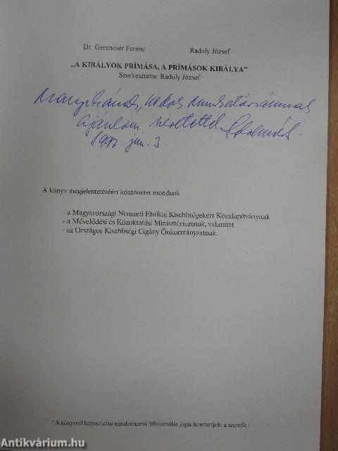 "A királyok prímása, a prímások királya" (dedikált példány)