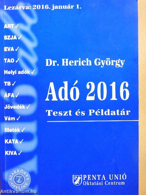 Adó 2016 - Teszt és Példatár