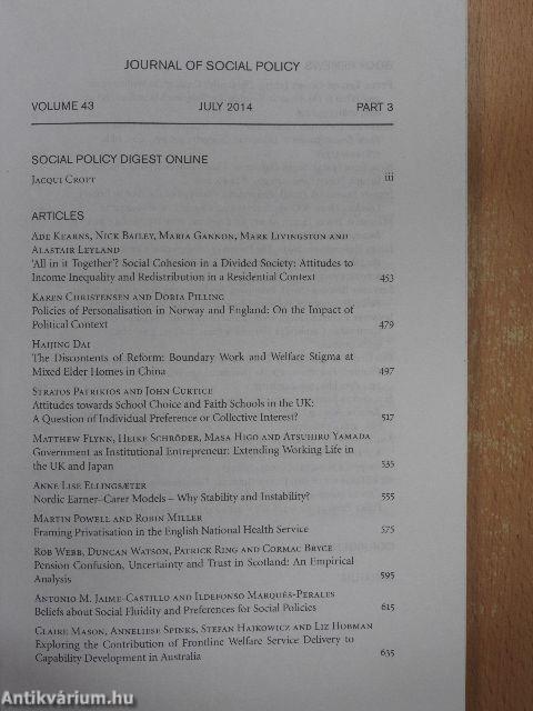Journal of Social Policy July 2014