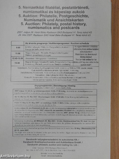 5. Nemzetközi filatéliai, postatörténeti, numizmatikai és képeslap aukció