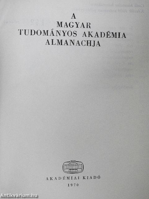 A Magyar Tudományos Akadémia Almanachja 1970
