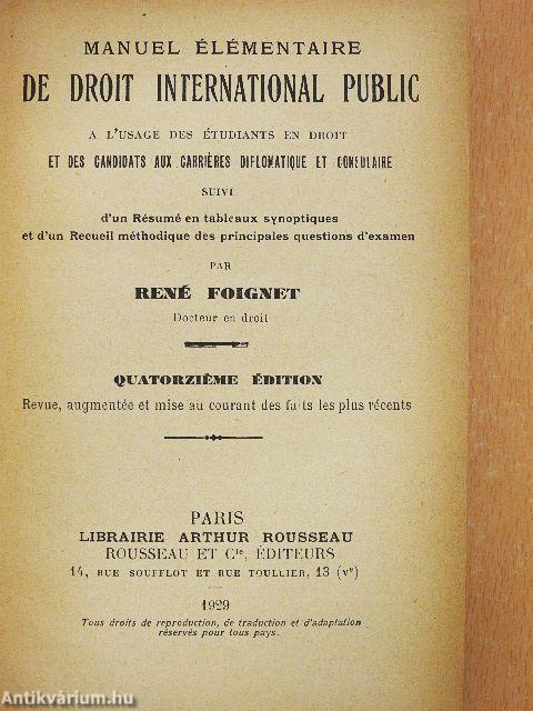 Manuel élémentaire de droit international public