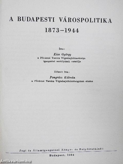 A budapesti várospolitika
