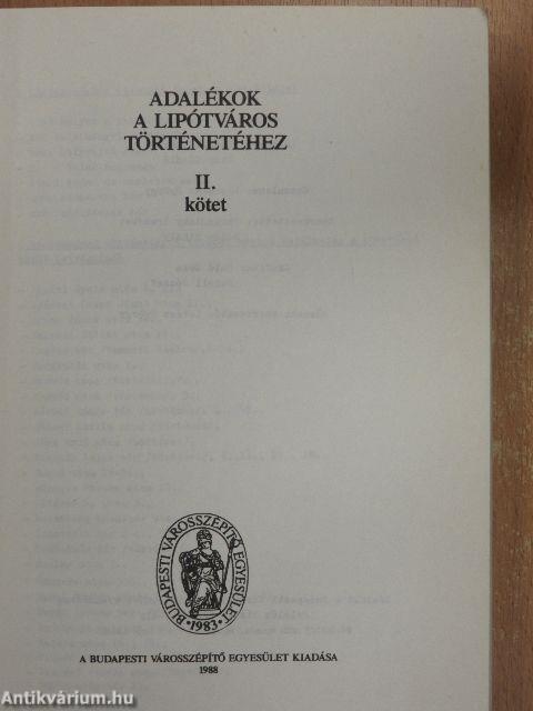 Adalékok a Lipótváros történetéhez II.
