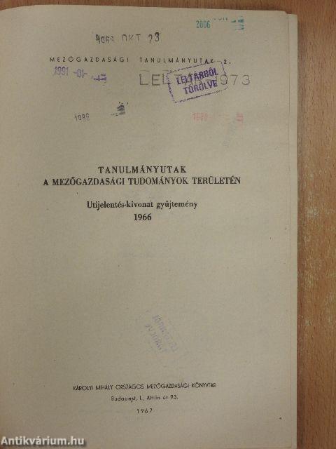 Tanulmányutak a mezőgazdasági tudományok területén