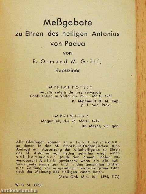 Meßgebete zu Ehren des heiligen Antonius von Padua