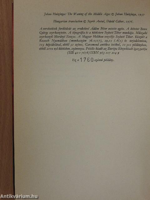 A középkor alkonya