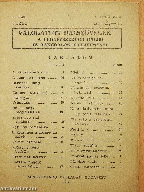 Válogatott dalszövegek 34-35.
