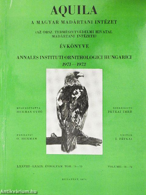 Aquila - A Magyar Madártani Intézet évkönyve 1971-1972
