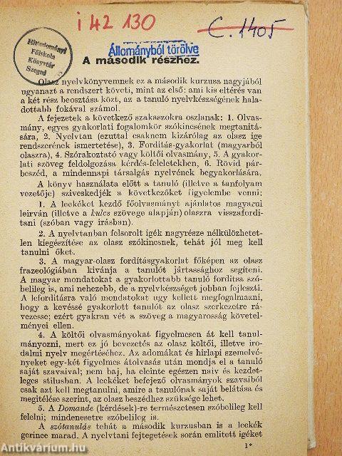 Olasz nyelvkönyv magántanulásra és tanfolyamok számára II.