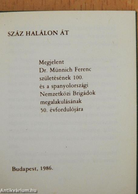 Száz halálon át (minikönyv) (számozott)