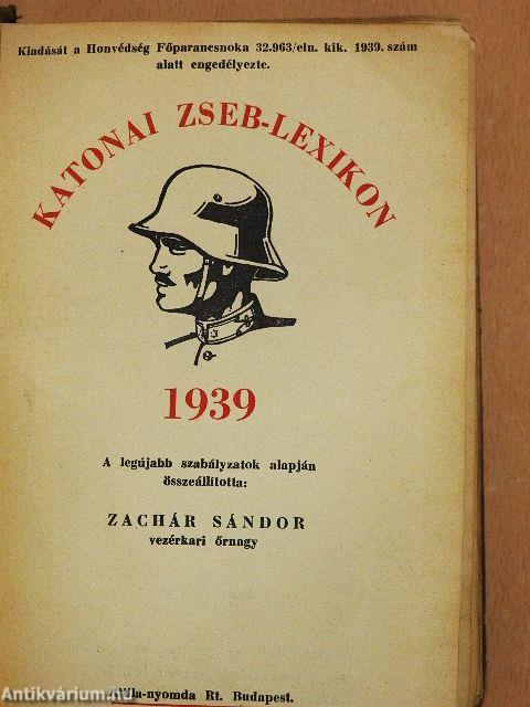 Katonai zseb-lexikon 1939. (rossz állapotú)