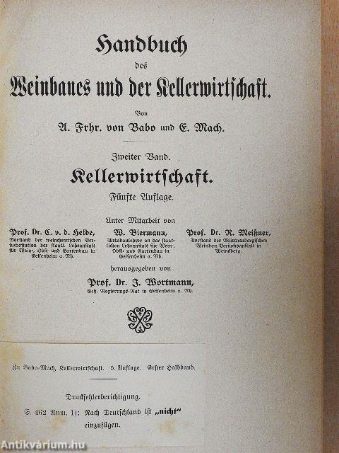 Handbuch des Weinbaues und der Kellerwirthschaft II/1. (gótbetűs)