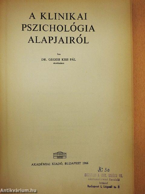 A klinikai pszichológia alapjairól