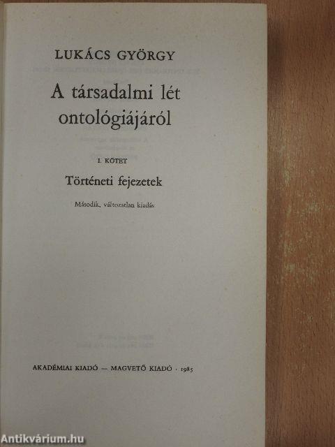 A társadalmi lét ontológiájáról 1.