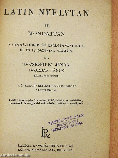 Latin nyelvtan II.