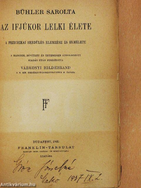 Az ifjúkor lelki élete