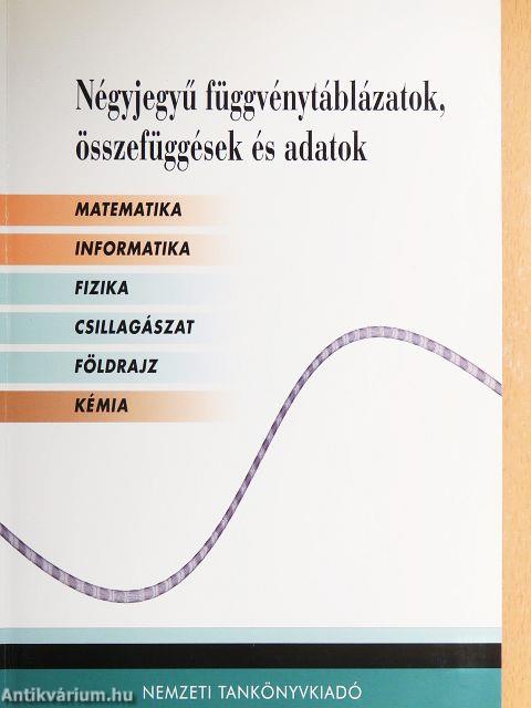 Négyjegyű függvénytáblázatok, összefüggések és adatok