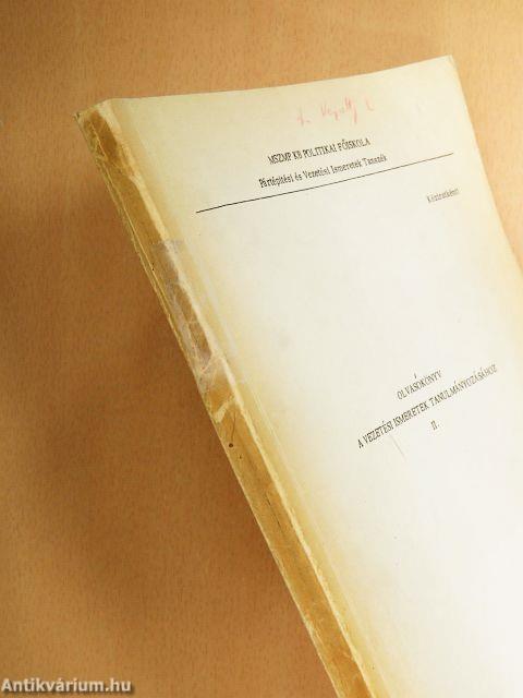 Olvasókönyv a vezetési ismeretek tanulmányozásához II.