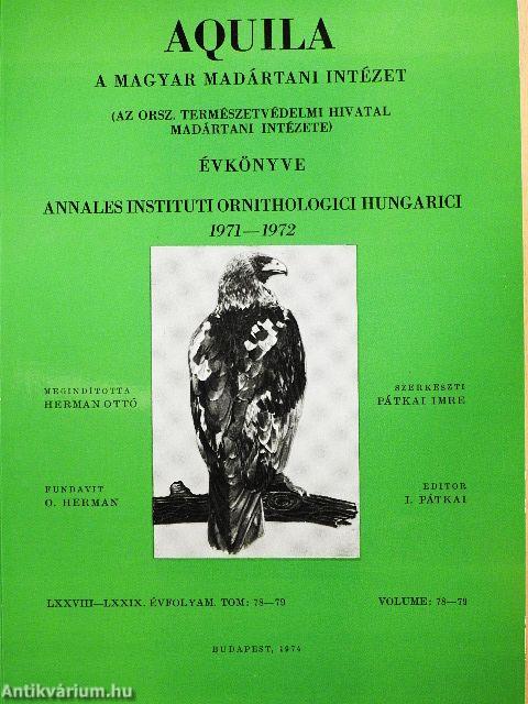 Aquila - A Magyar Madártani Intézet évkönyve 1971-1972
