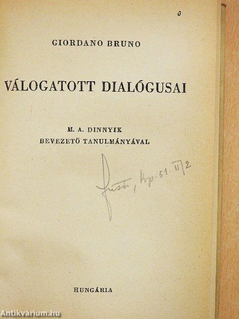 Giordano Bruno válogatott dialógusai