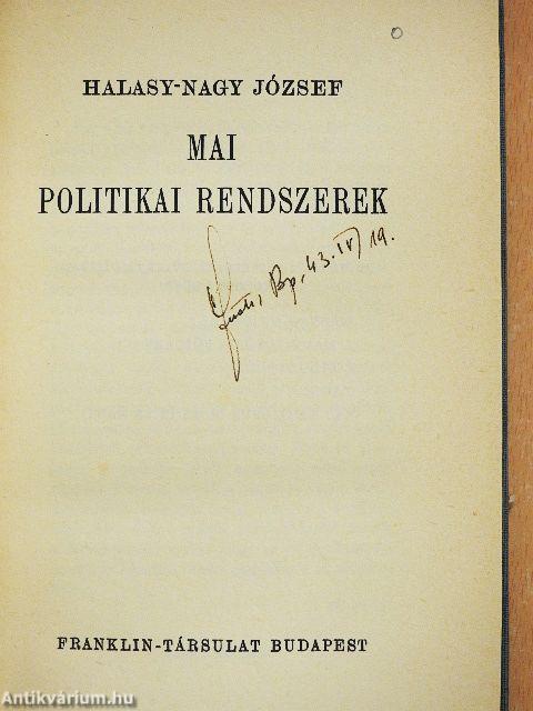 Mai politikai rendszerek